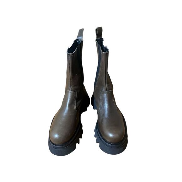 Zara Chelsea Platform Brown High Ankle Boots Sz 40 (9.5)Excellent Preowned Condi - Picture 4 of 7